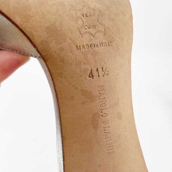 Vintage Manolo Blahnik Silver Leather y2k Sedaraby Crystal D’Orsay Heels IT 41.5 - Picture 14 of 15